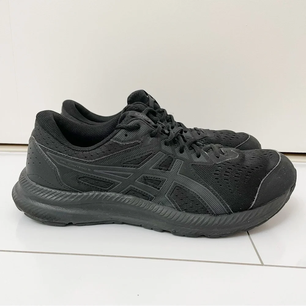 ASICS Black Gel Contend 8 Running Workout Walking Athletic Sneakers Shoes